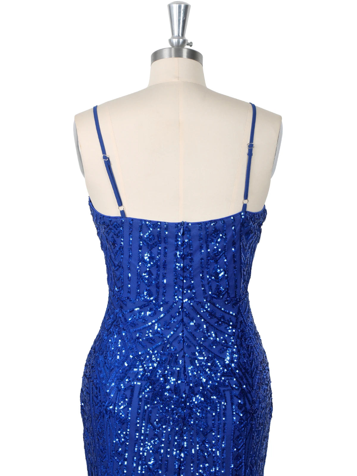 Sparkly Sequin Mermaid Long Spaghetti-Strap V-Neck Evening Dress