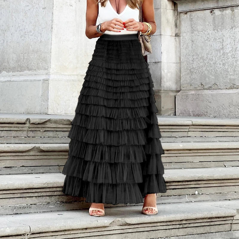 Pleated Long Skirts - Ruffles Design