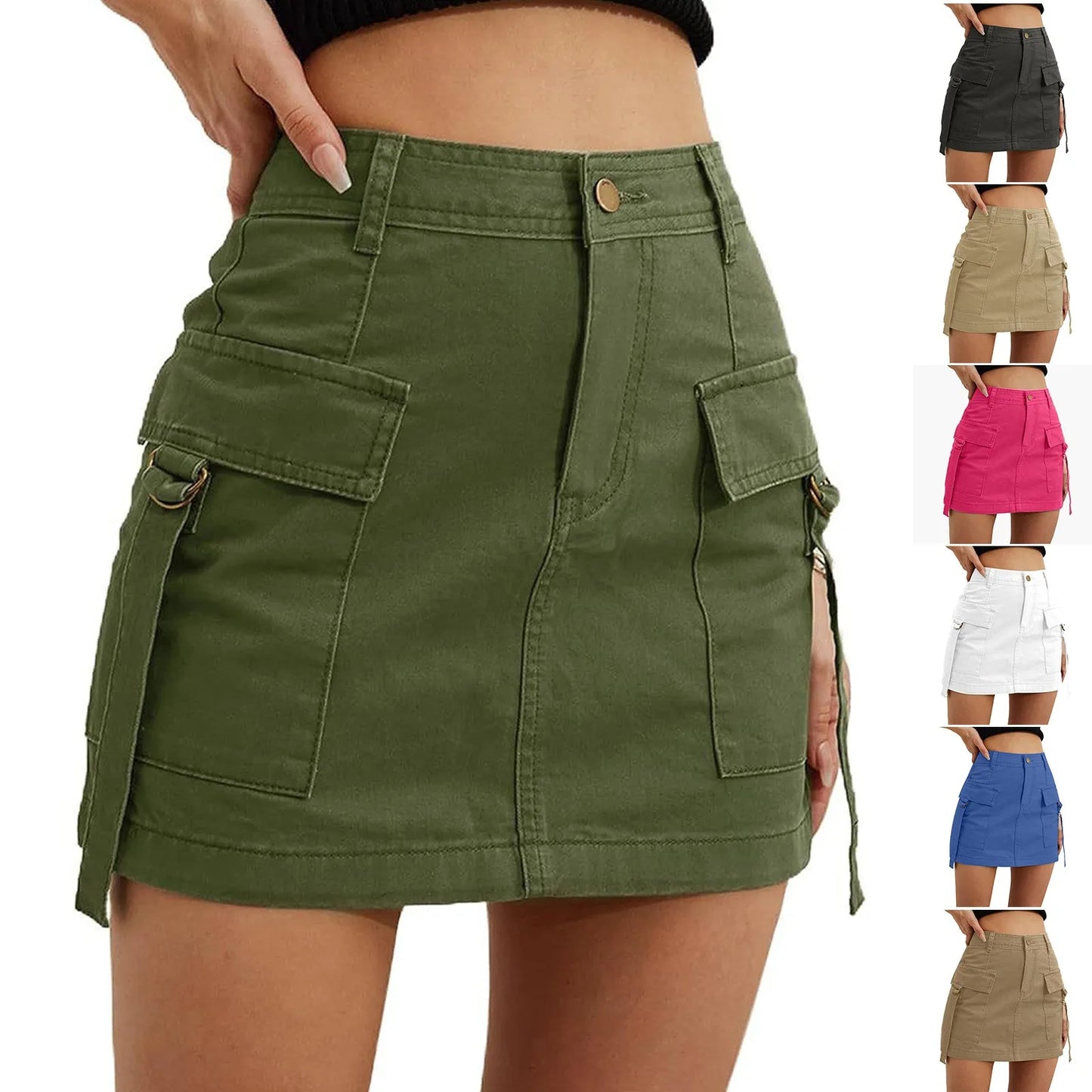 High-Waist Cargo Skirt