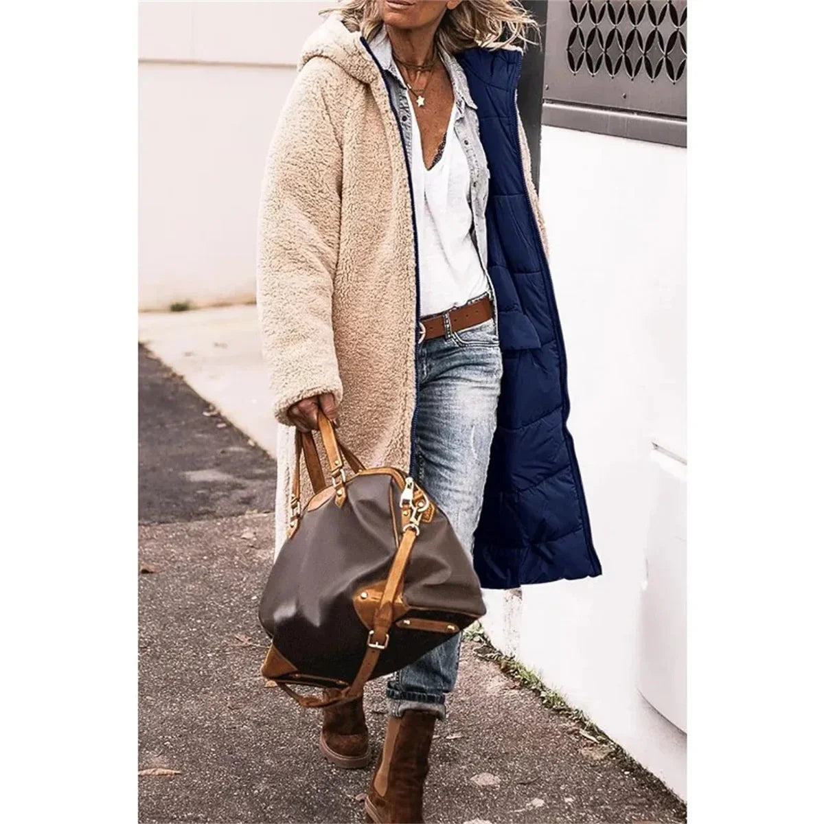 Women's Reversible Winter Hooded Quilted Jacket