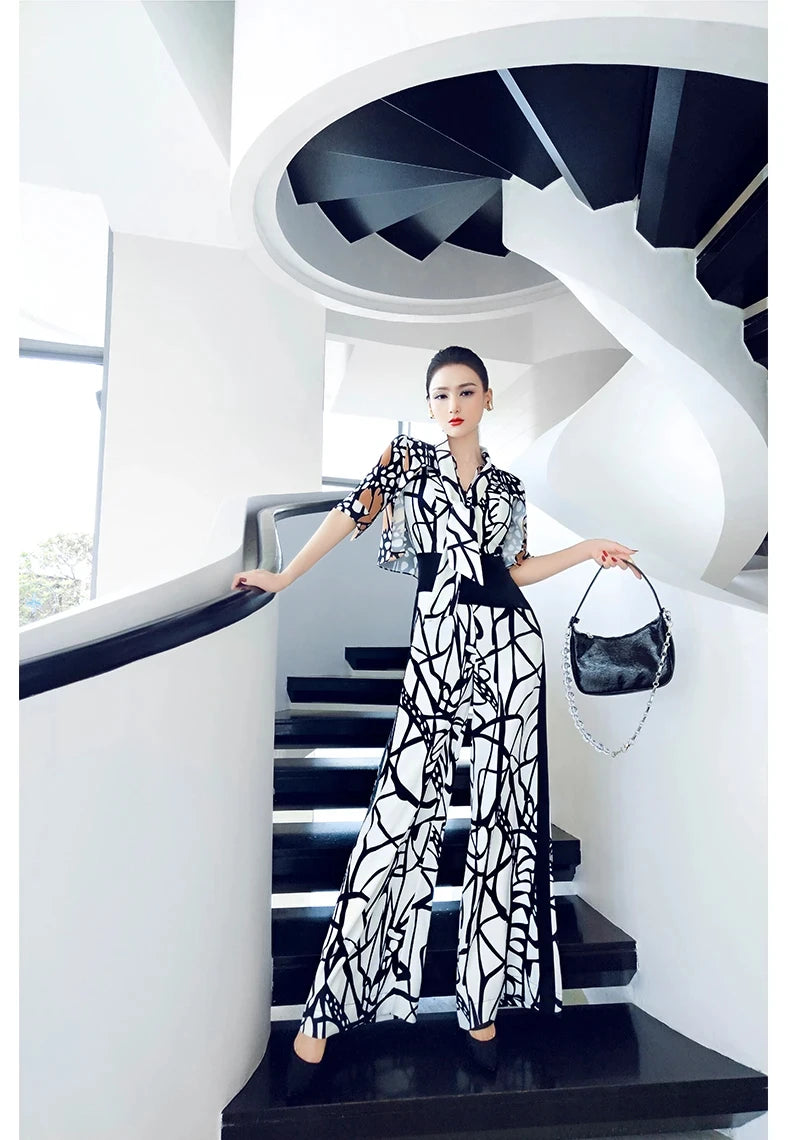 new summer office lady  Fashion casual loose brand female women girls thin wide leg jumpsuits clothing