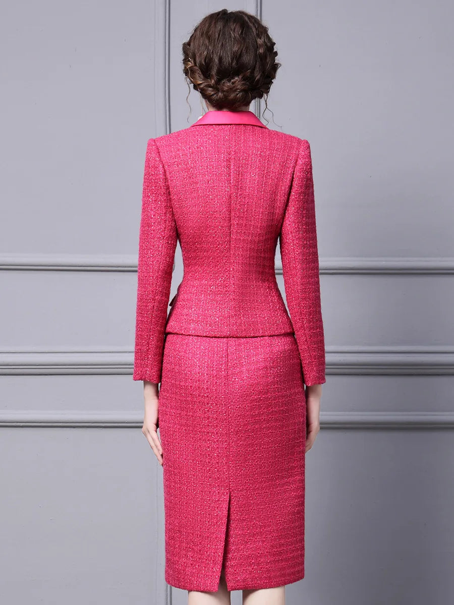Autumn Woman’s 2024 new suit haute couture tweed coat rump skirt three-piece elegant women's sets 24045