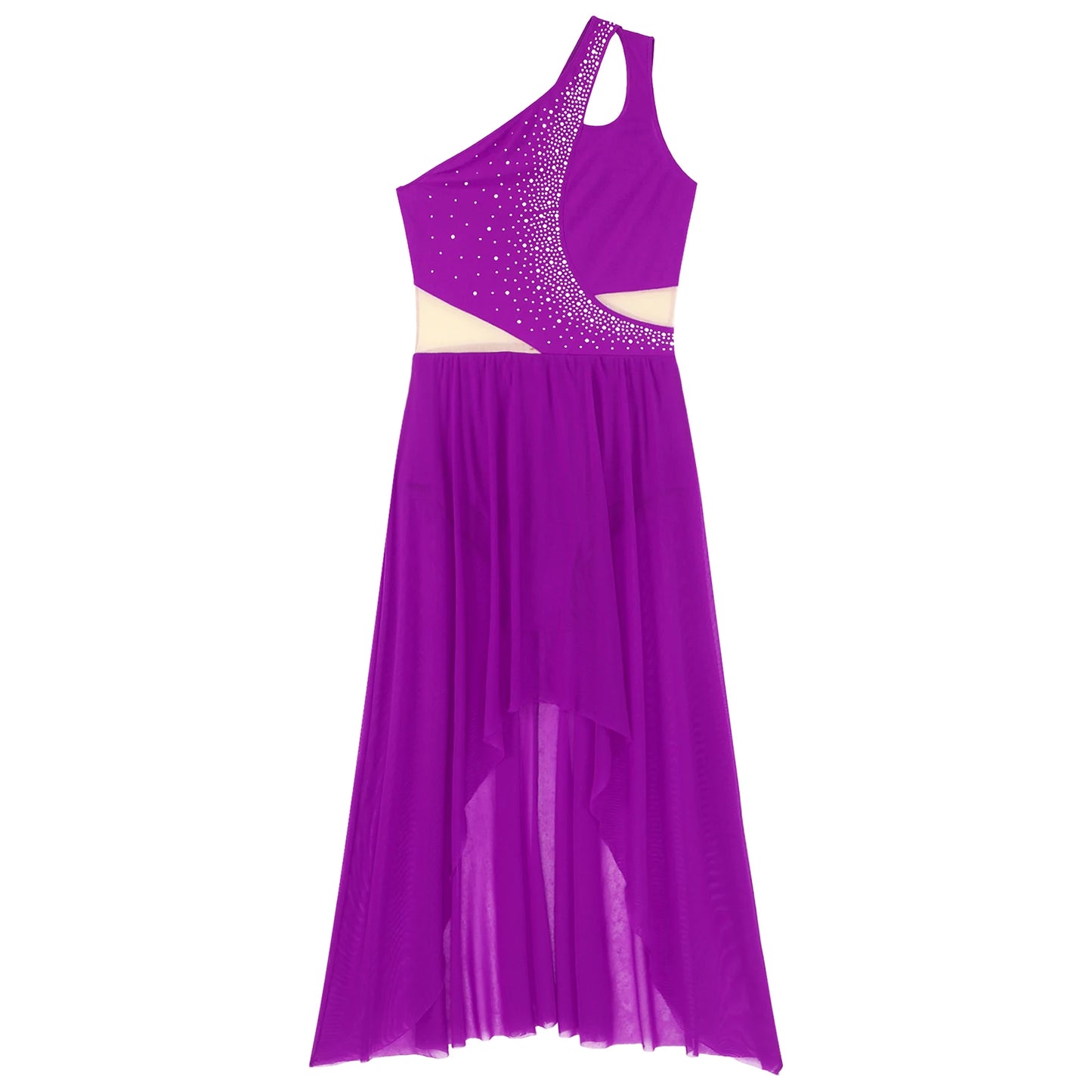 Women Lyrical Dance Costume Sleeveless Rhinestone Ballet Gymnastic Leotard Skirt with Crop Top Set Contemporary Dance Dress