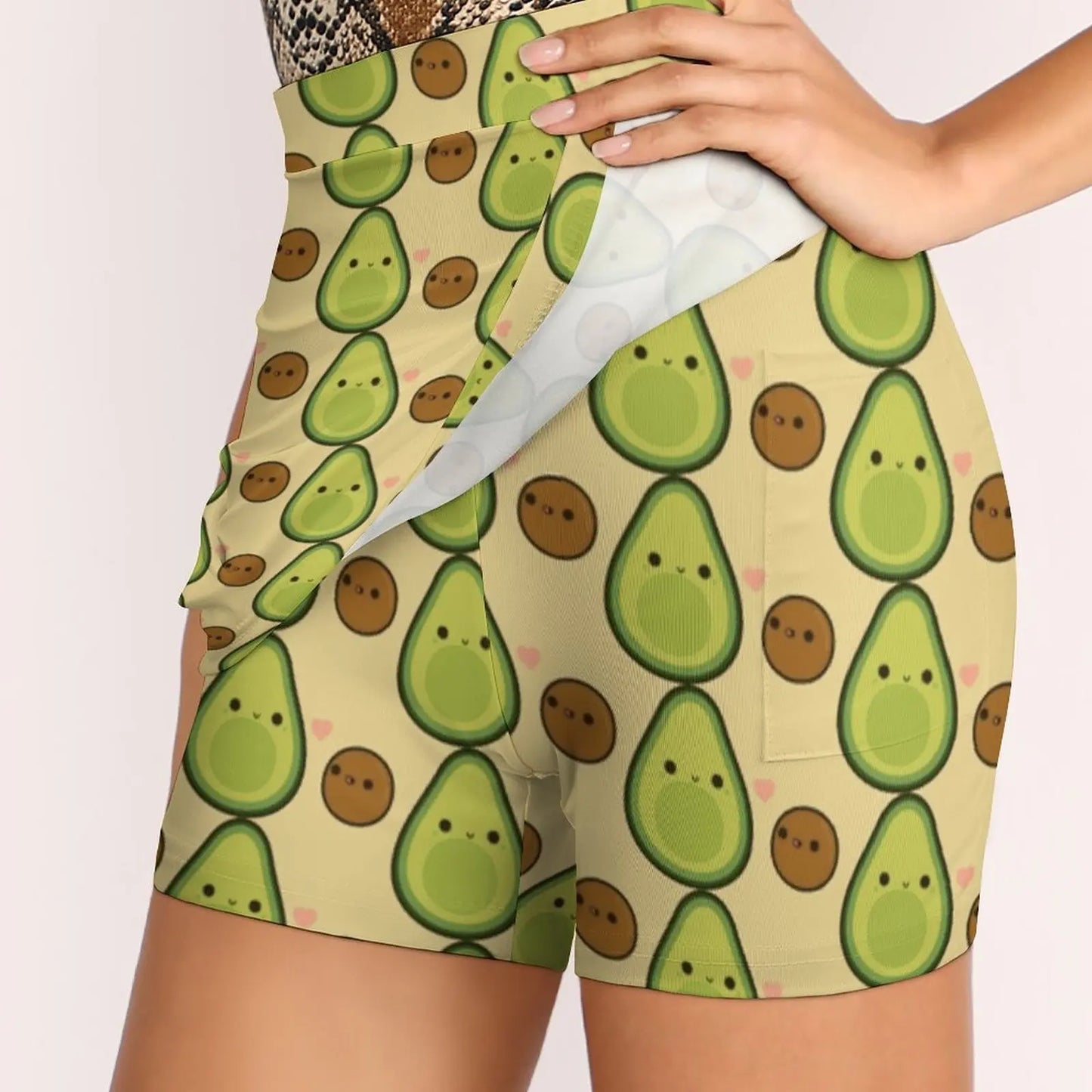 Avocado Print Sporting Skirt With Pockets