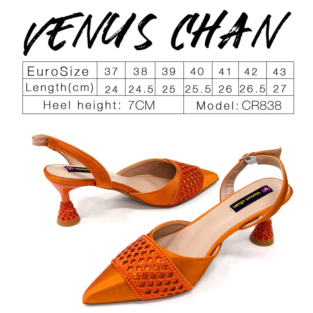 New Elegant Heels & Rhinestone Handbag Set
