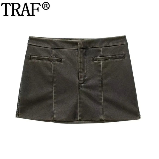 TRAF Faux Leather Mini Skirt