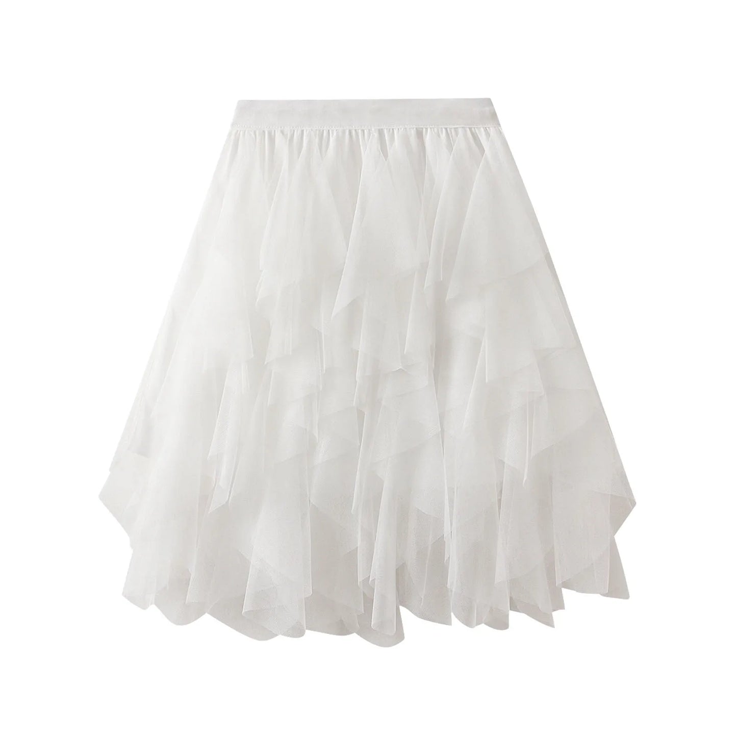 Elastic Layered Mesh Fairy Mini Skirt