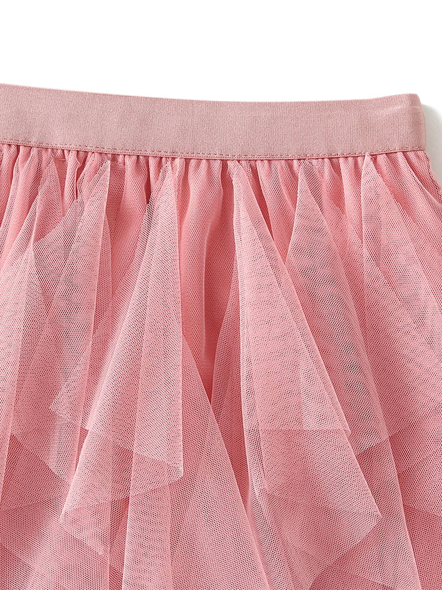 Elastic Layered Mesh Fairy Mini Skirt