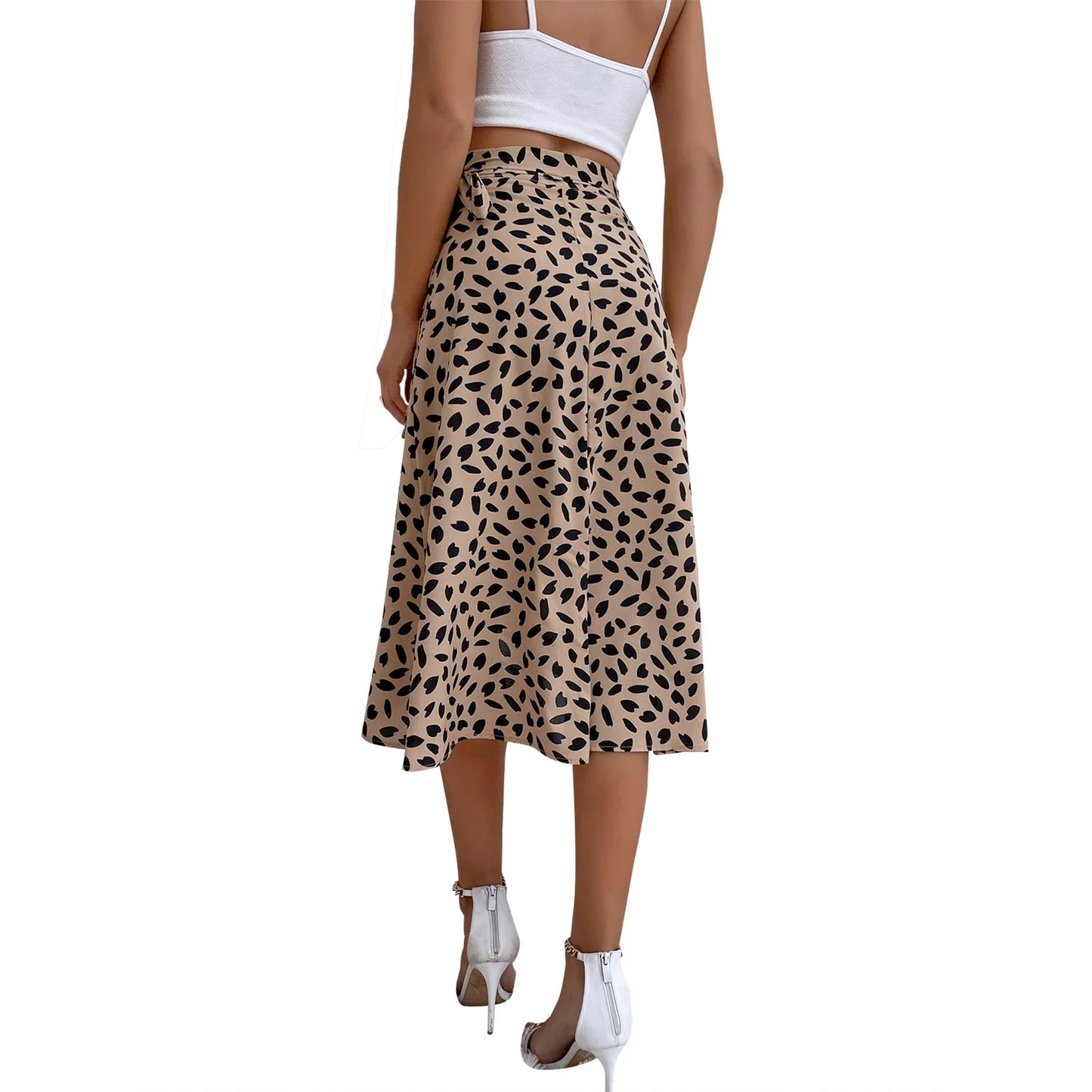 Polka Dot Printed Split Half-Skirt