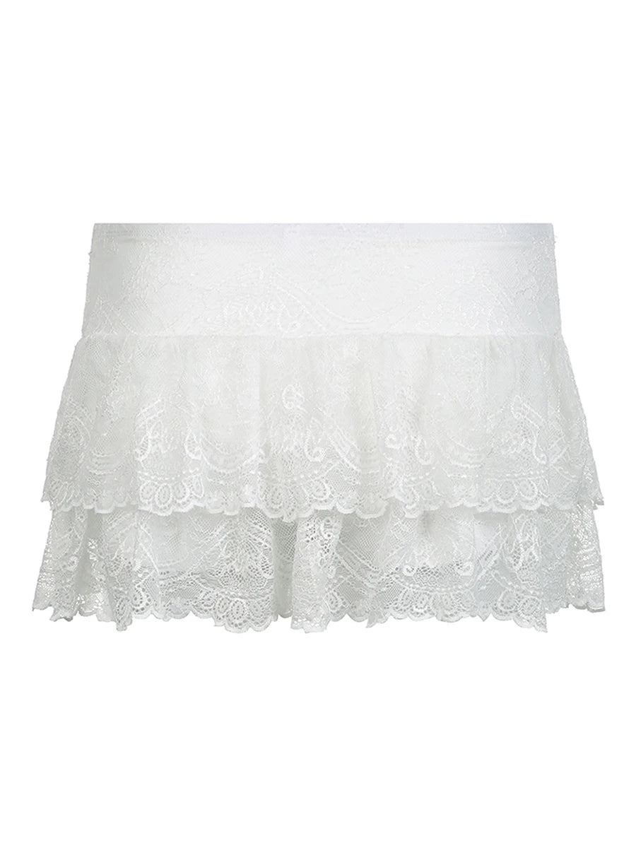 Tiered Lace Mini Skirt