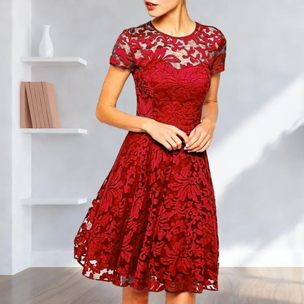 Elegant Round-Neck A-Line Mini Dress