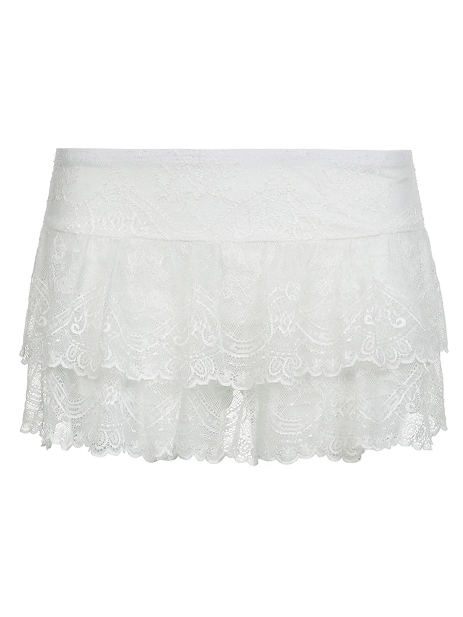 Tiered Lace Mini Skirt