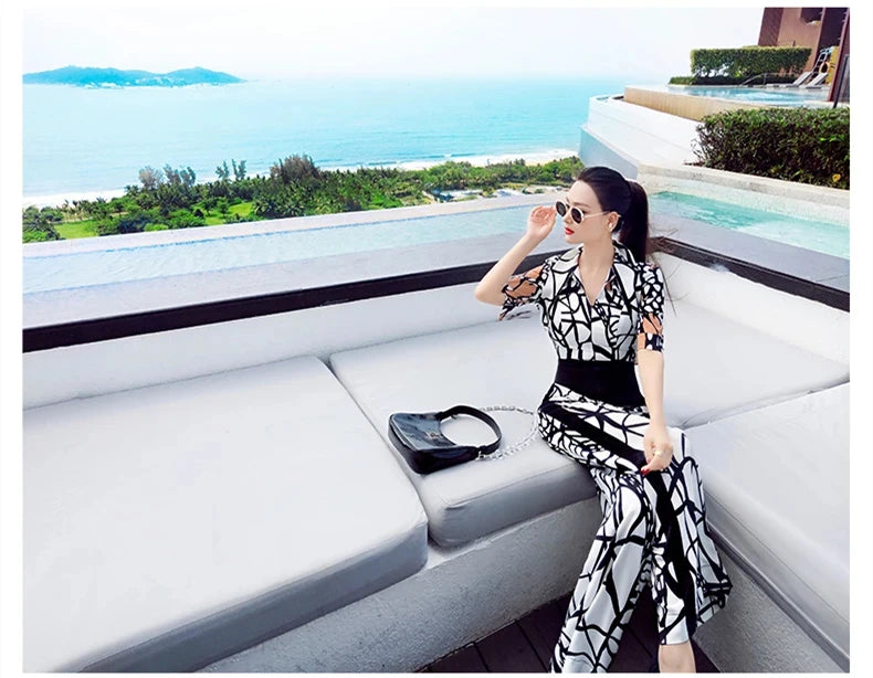 new summer office lady  Fashion casual loose brand female women girls thin wide leg jumpsuits clothing