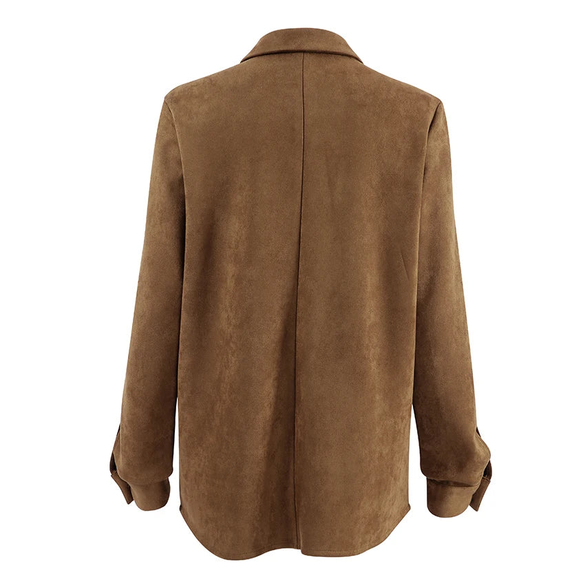 Fashion Brown Deerskin Velvet Coat