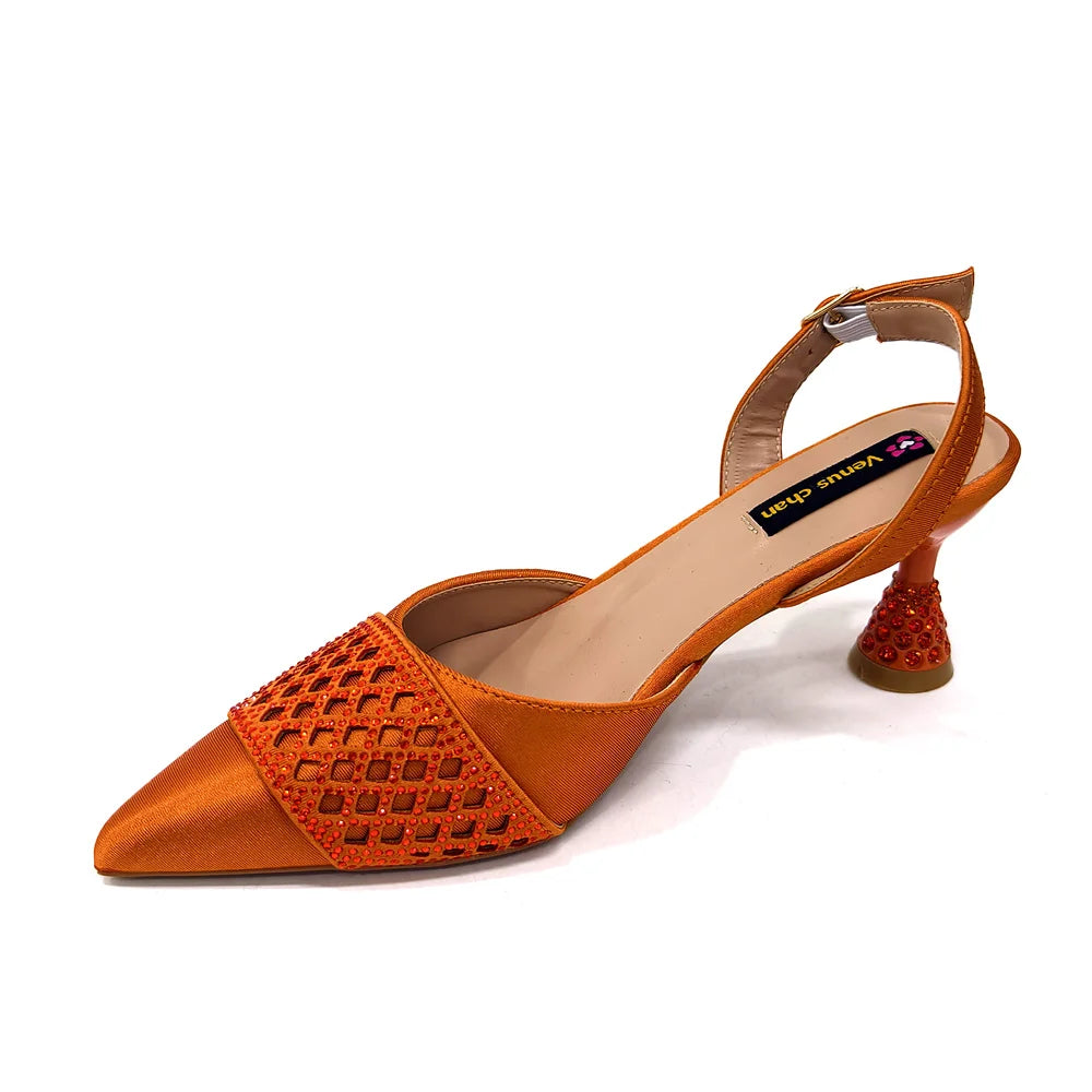 New Elegant Heels & Rhinestone Handbag Set