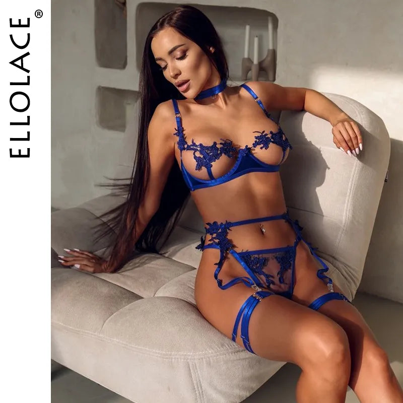 Ellolace Sensual Lingerie Open Bra - See-Through Fancy Underwear