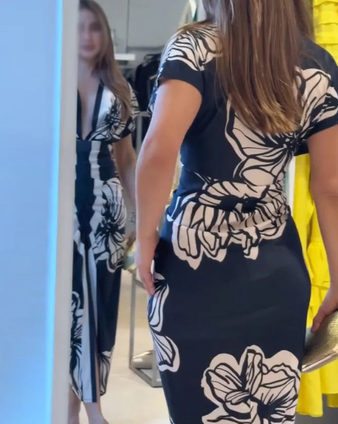 Ruched Short-Sleeve Dress
