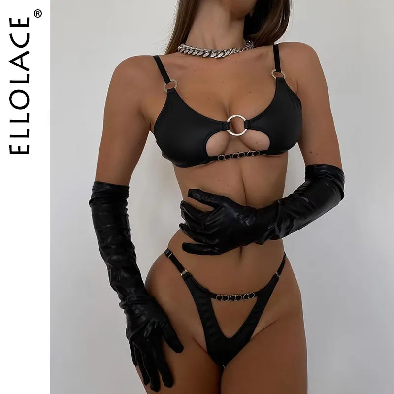 Ellolace Leather Lingerie Set