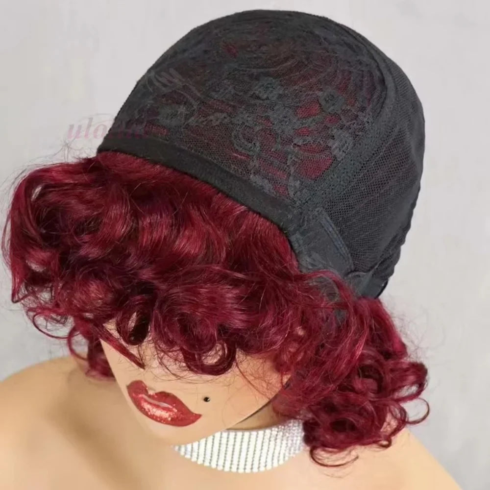 Egg Curls Human Hair Wig With Bangs