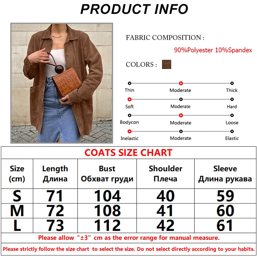 Fashion Brown Deerskin Velvet Coat