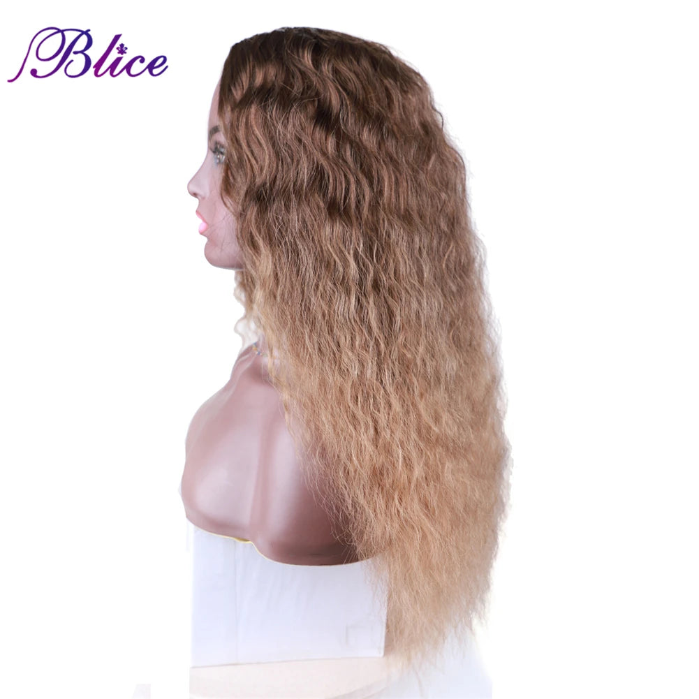 Blice Synthetic Wig Curly Hair Extensions Omber  Middle Part Women‘s Daily Wig Natural Hair Line Blonde Color Without Bang