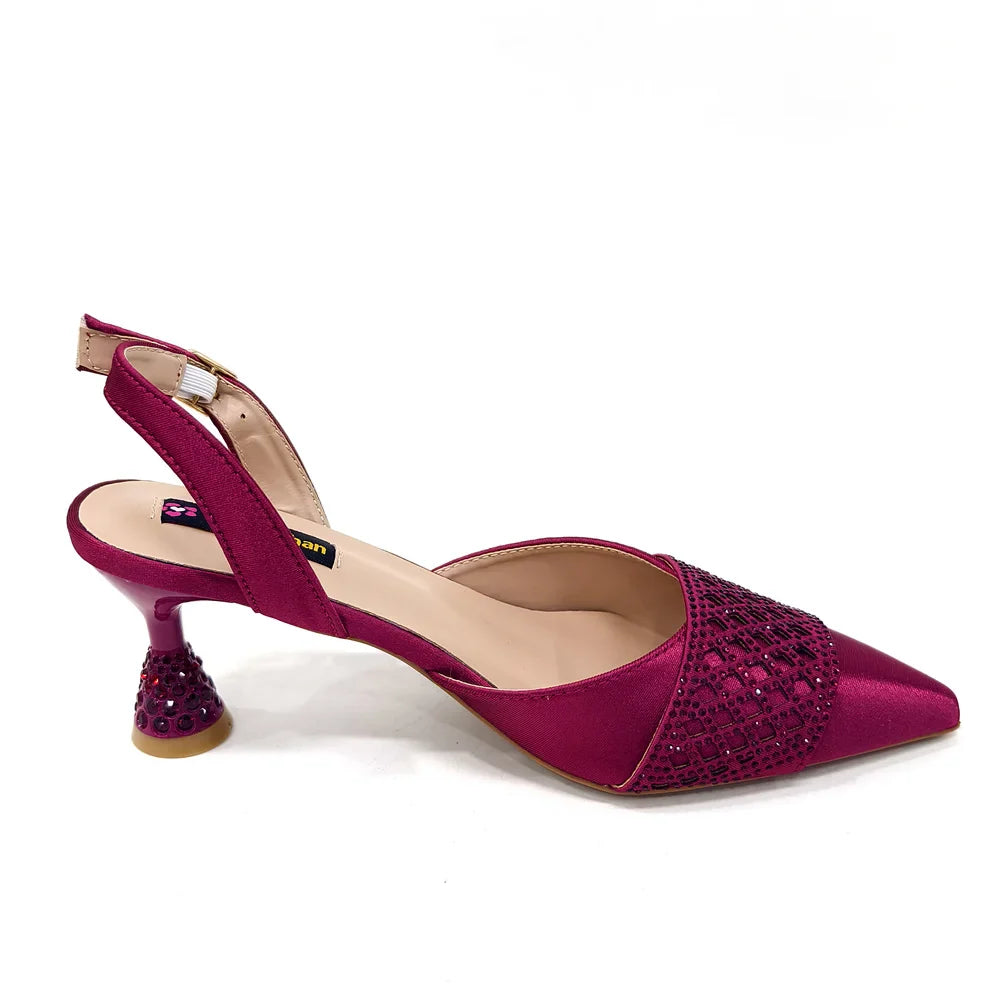 New Elegant Heels & Rhinestone Handbag Set