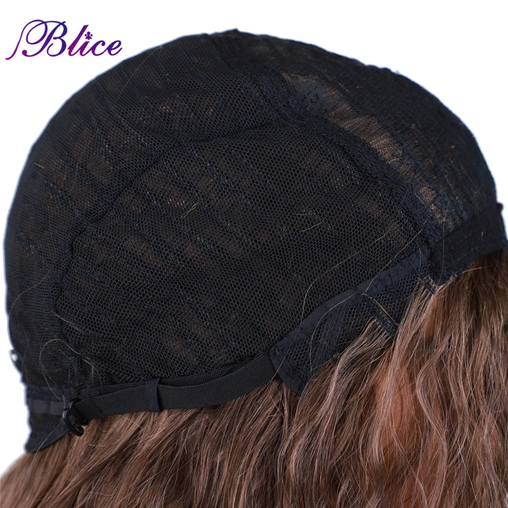 Blice Synthetic Wig Curly Hair Extensions Omber  Middle Part Women‘s Daily Wig Natural Hair Line Blonde Color Without Bang