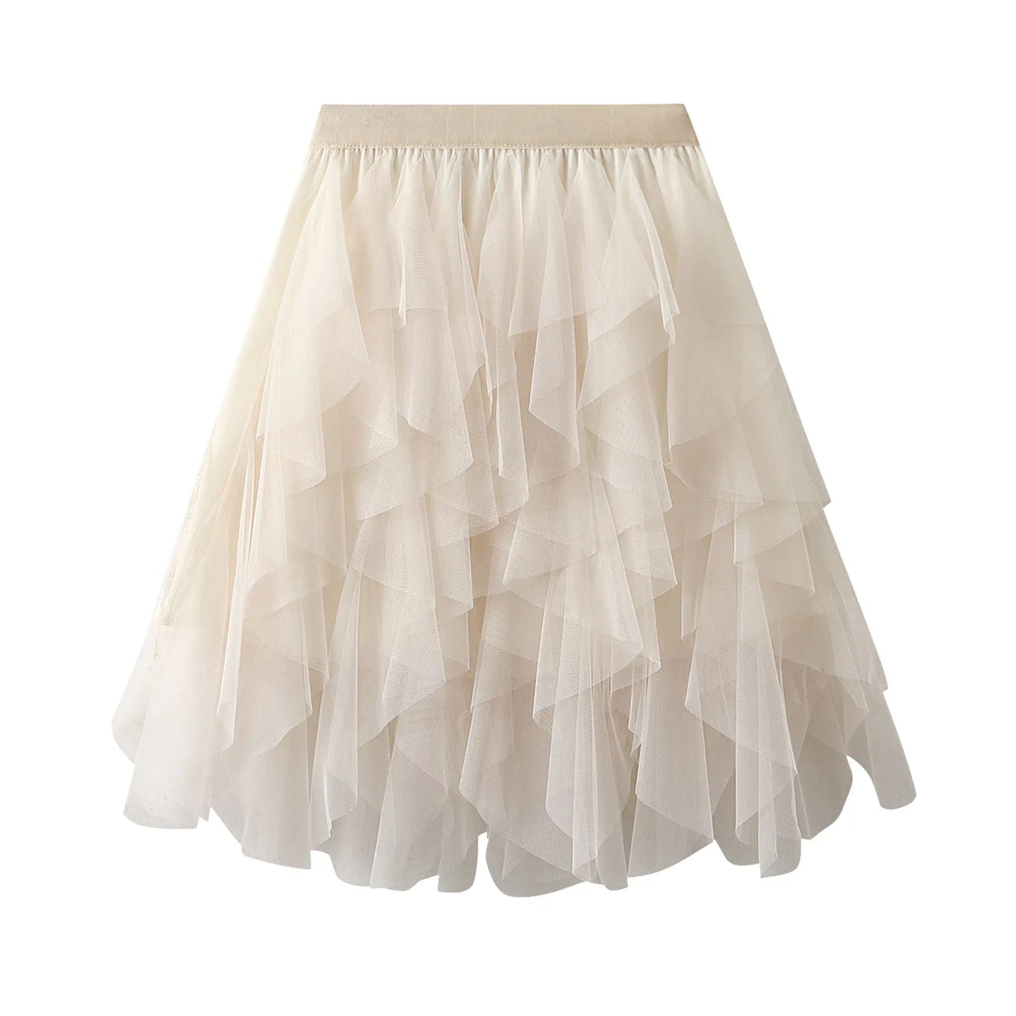 Elastic Layered Mesh Fairy Mini Skirt