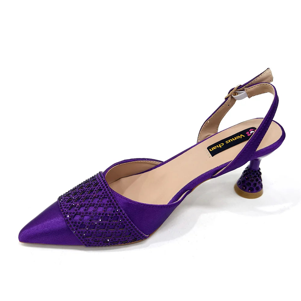 New Elegant Heels & Rhinestone Handbag Set