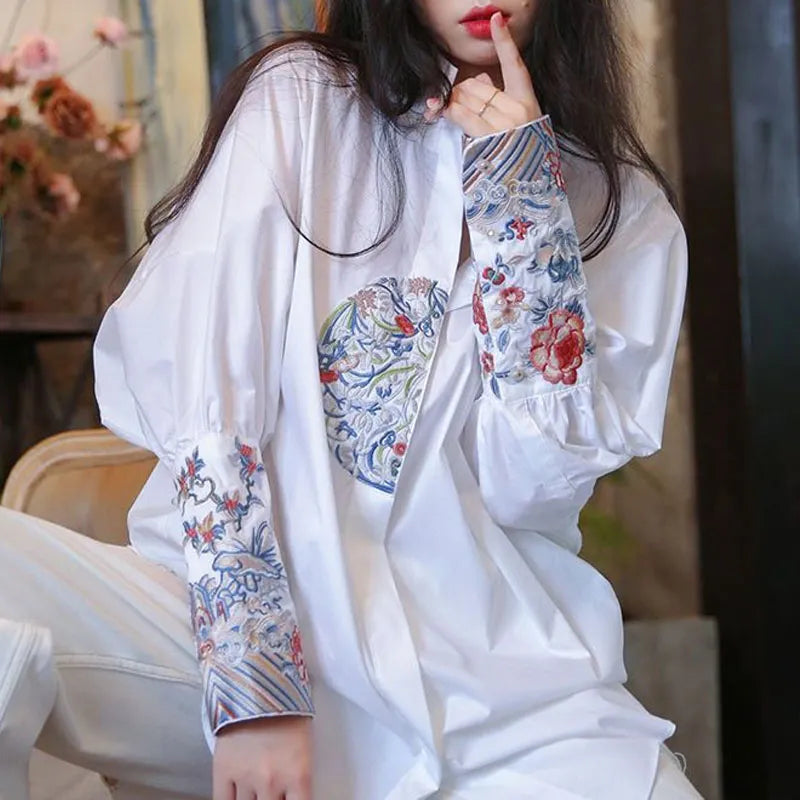 Floral Embroidery Women's Blouse