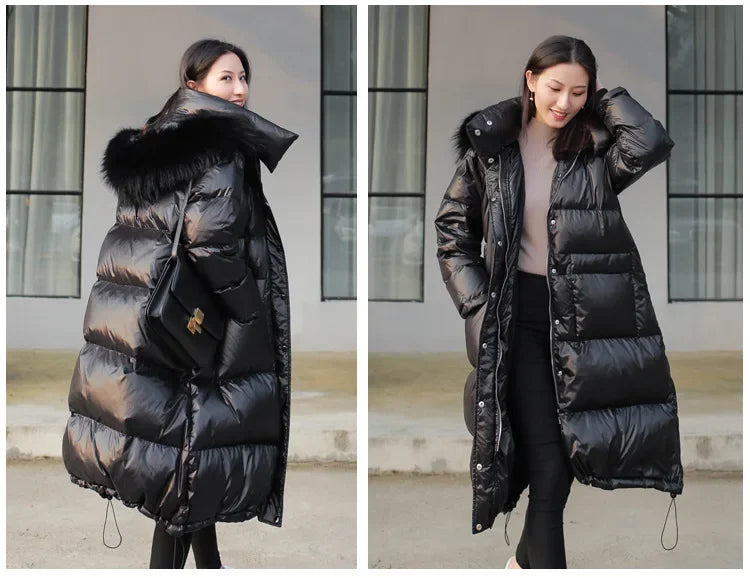 Over-Knee Thickened Loose Winter Jacket for Women