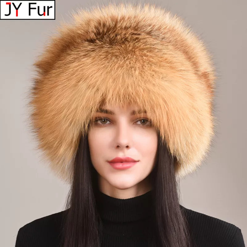 Natural Fox Fur Cap For Women