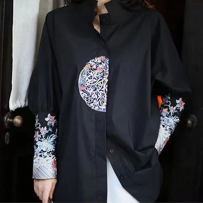 Floral Embroidery Women's Blouse