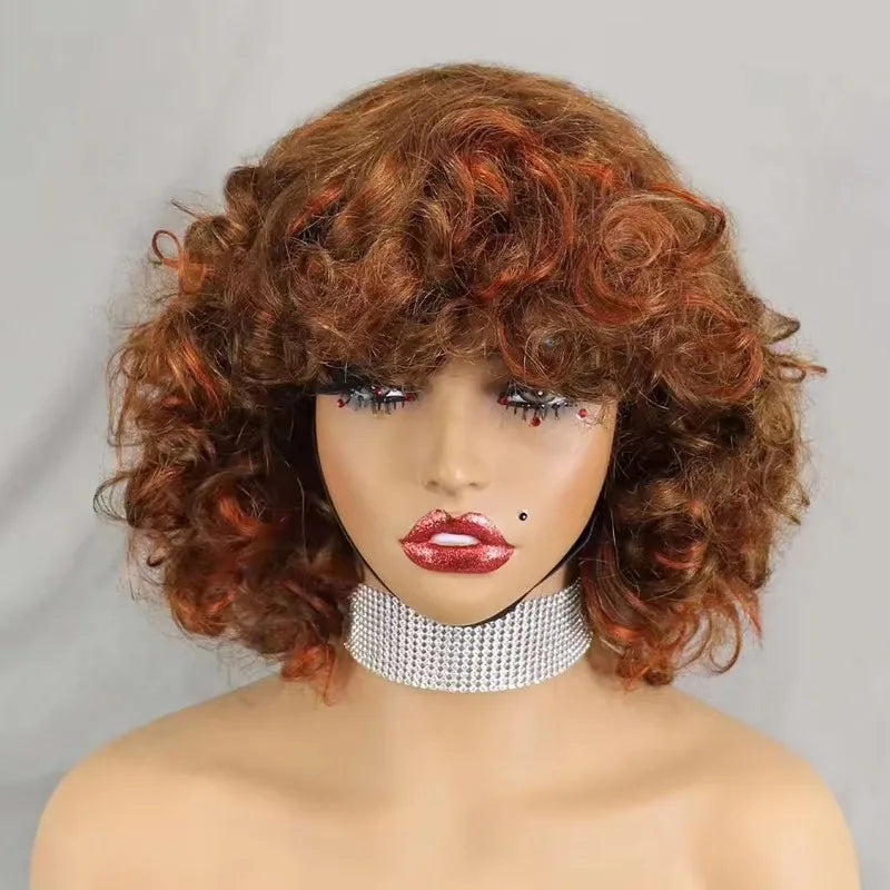 Egg Curls Human Hair Wig With Bangs