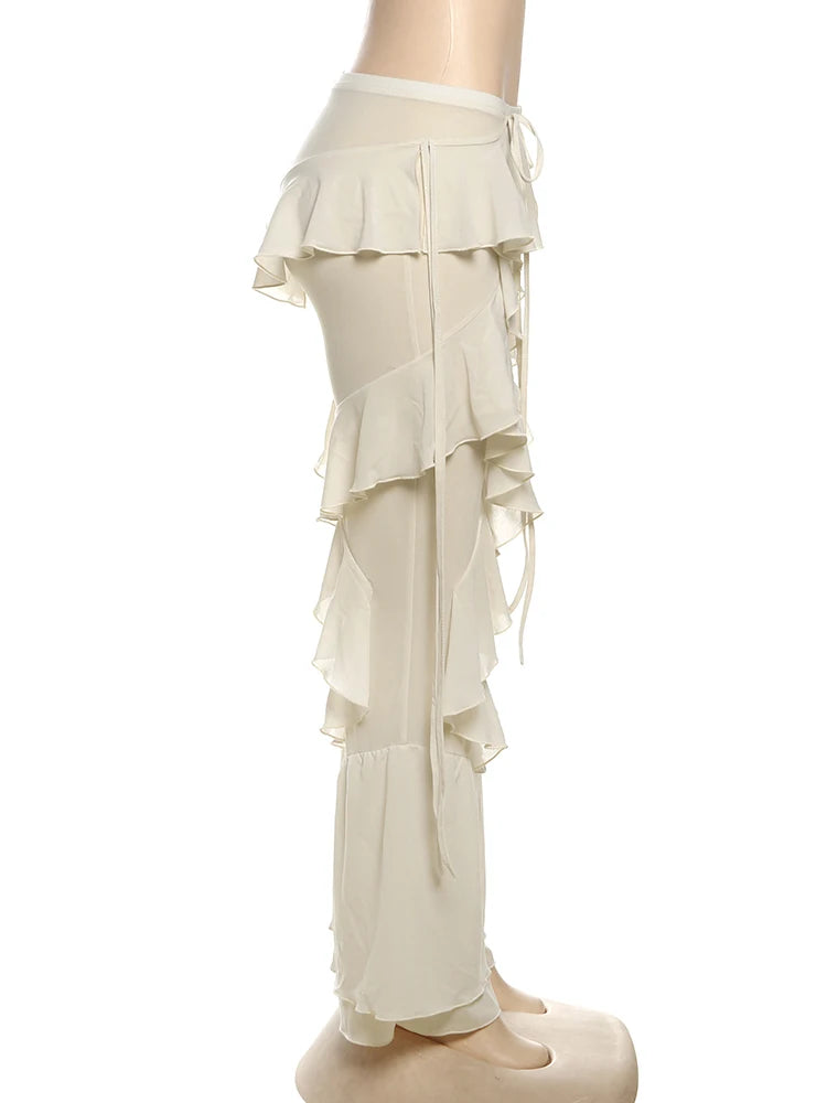 Women's Irregular Tierred Flared Trousers