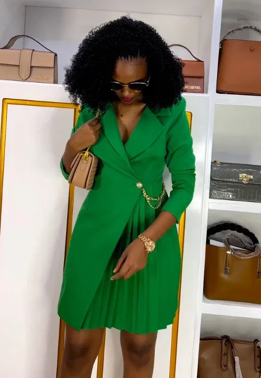 Turn-Down Collar Blazer Dress