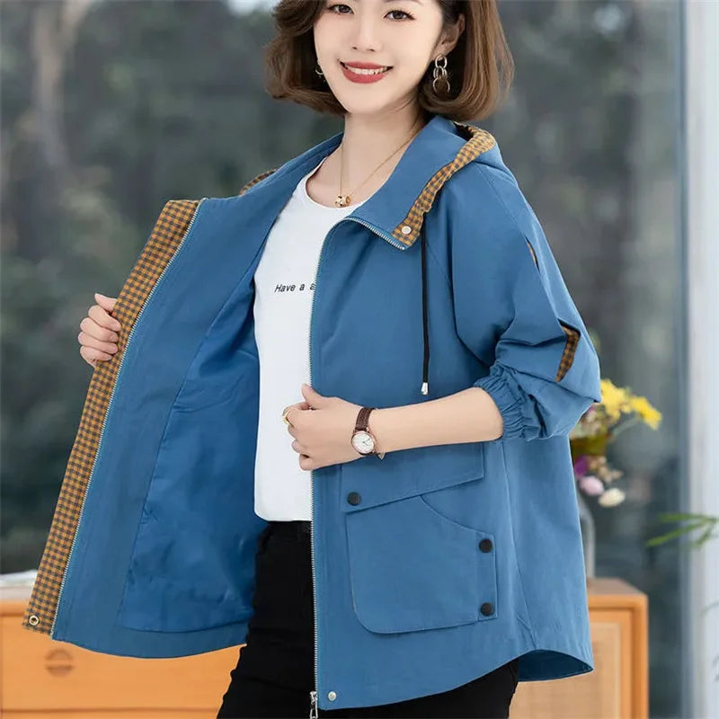 Loose All-Match Hooded Short Jacket For Women