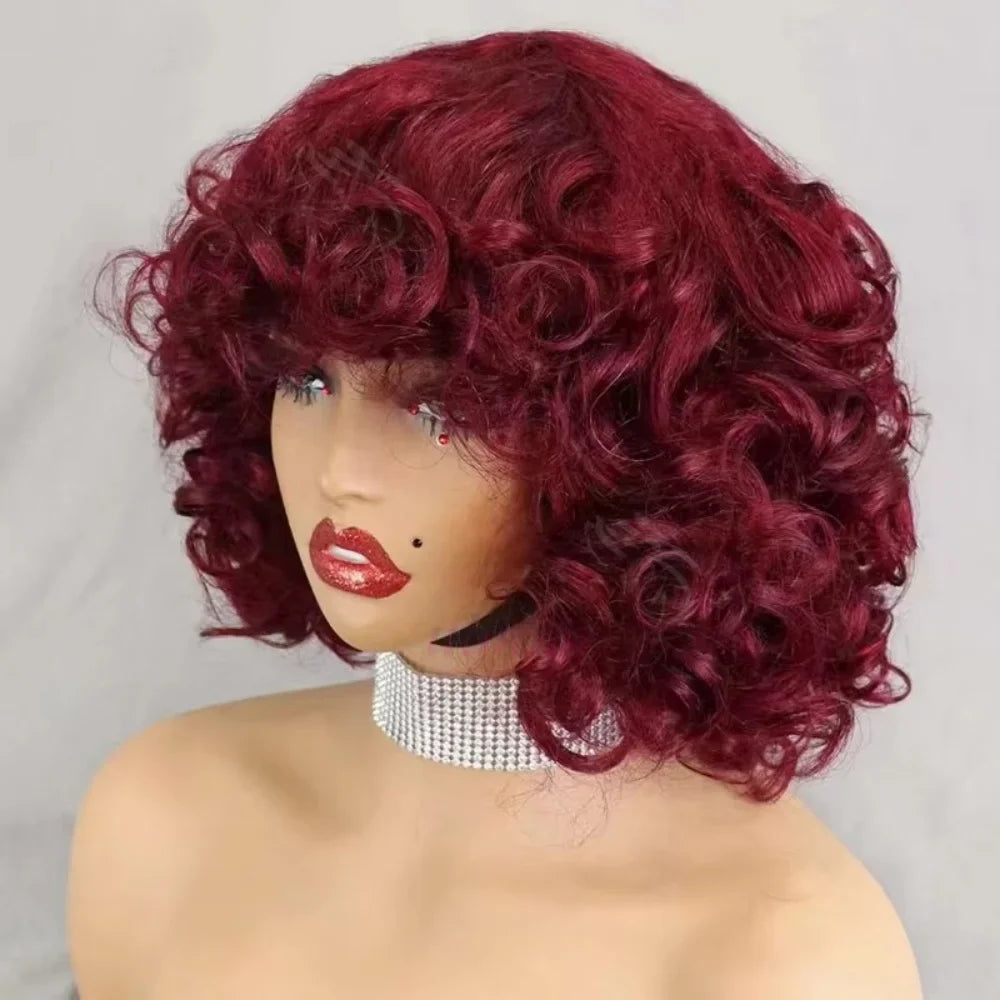 Egg Curls Human Hair Wig With Bangs