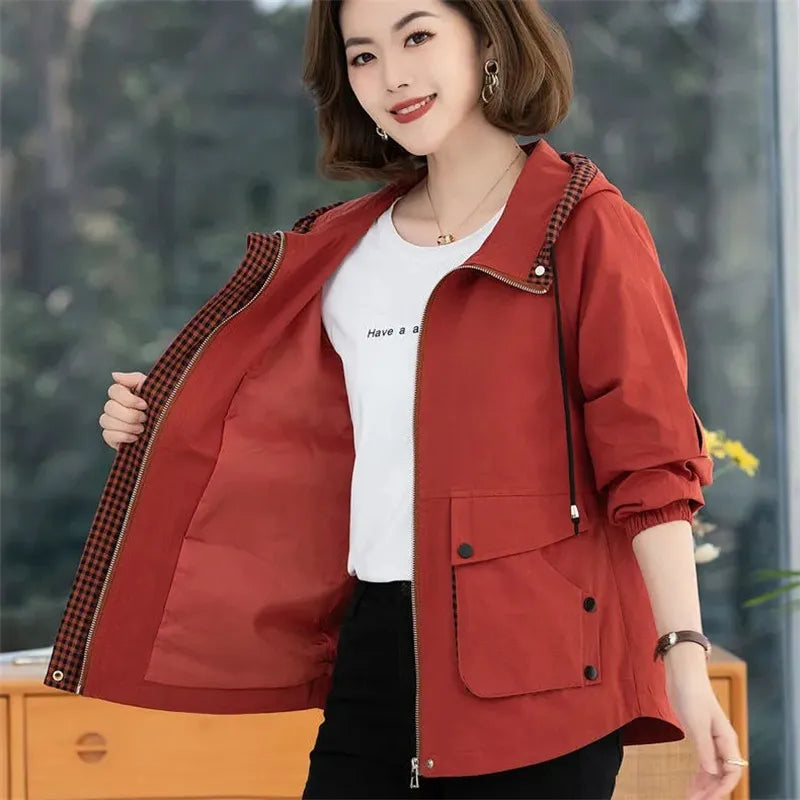 Loose All-Match Hooded Short Jacket For Women