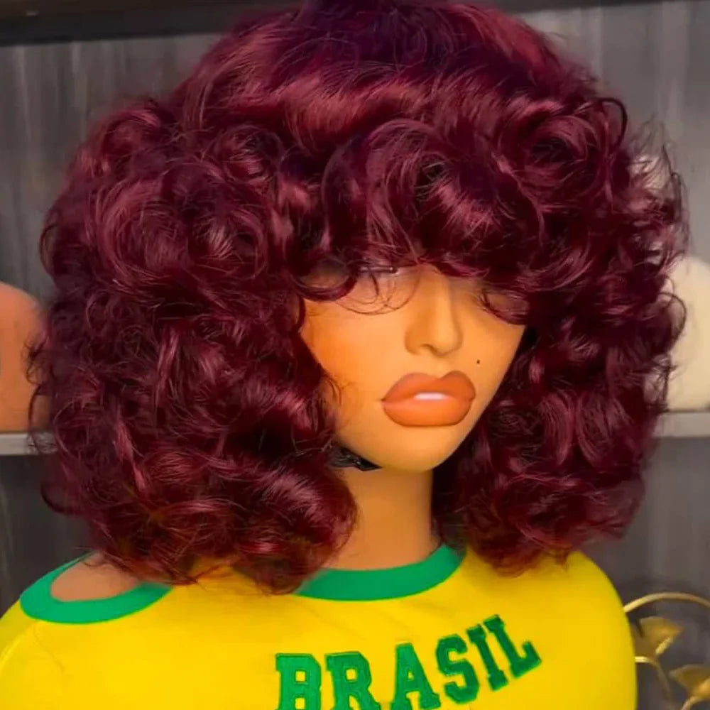 Egg Curls Human Hair Wig With Bangs