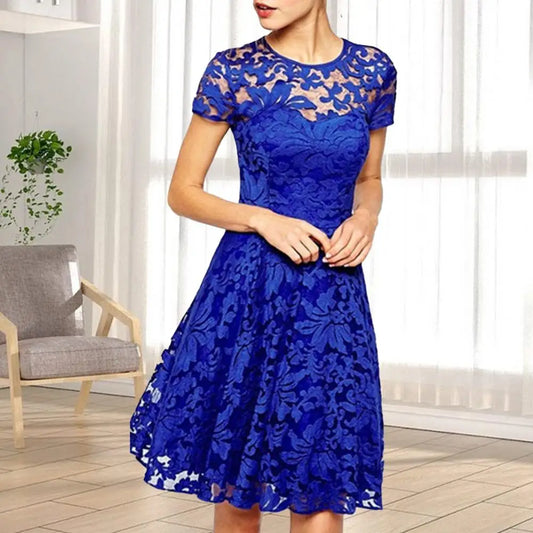 Elegant Round-Neck A-Line Mini Dress