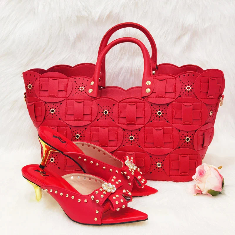 Rivet-Style Matching Shoes & Bag Set
