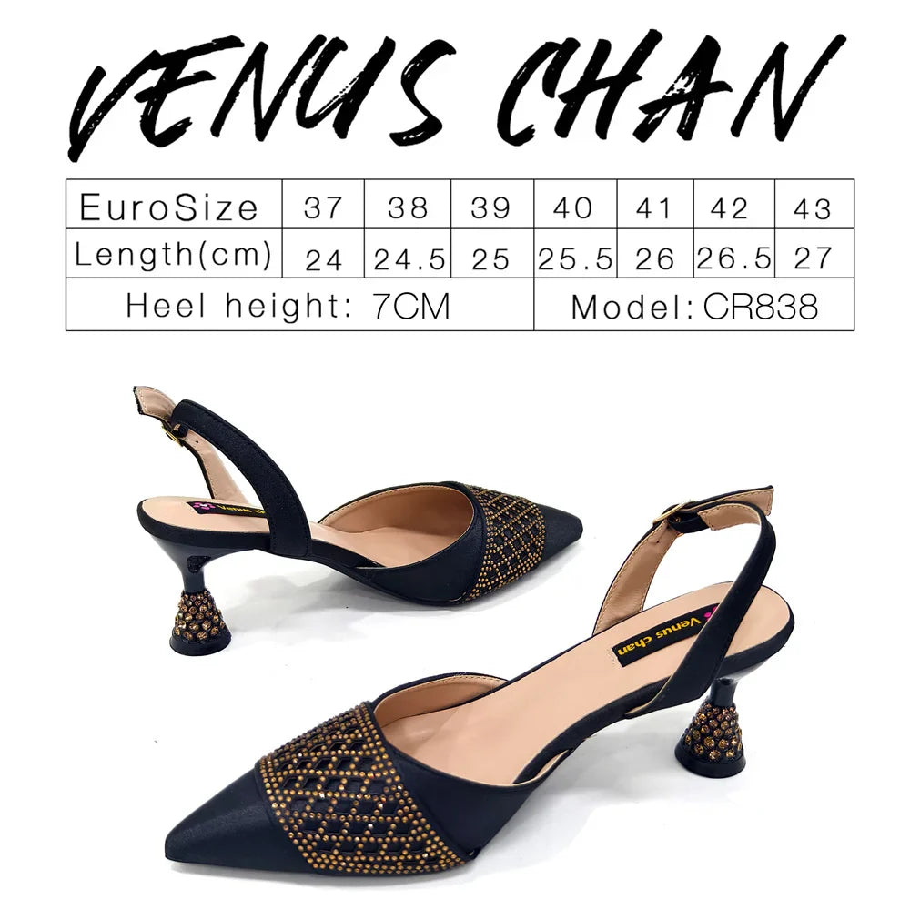New Elegant Heels & Rhinestone Handbag Set