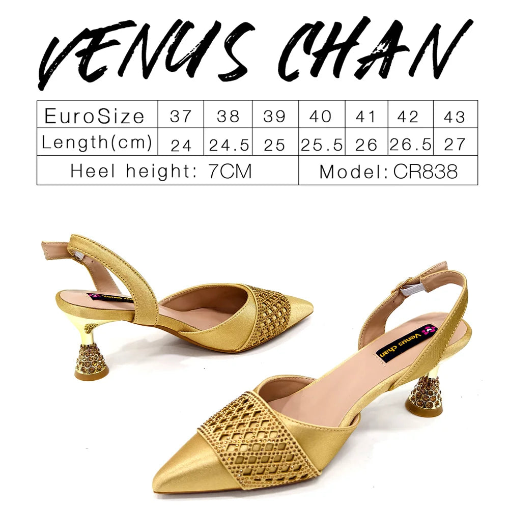 New Elegant Heels & Rhinestone Handbag Set