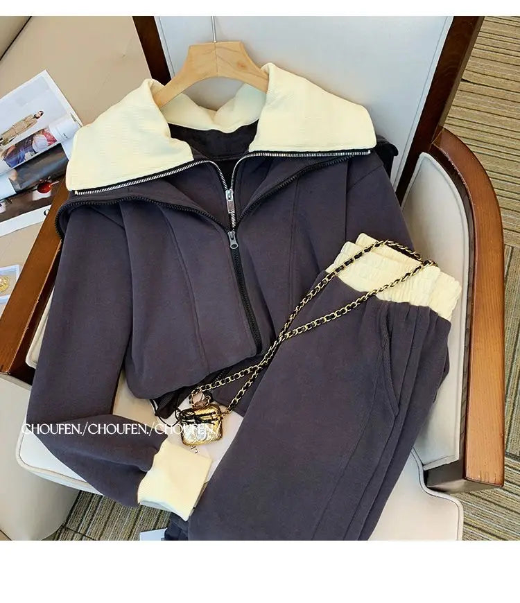 Women Y2K Suit Sweatershirt Top And Pant Two Piece Set Matching Outfit Female Winter Korean Casual Free Shipping Clothing 2023