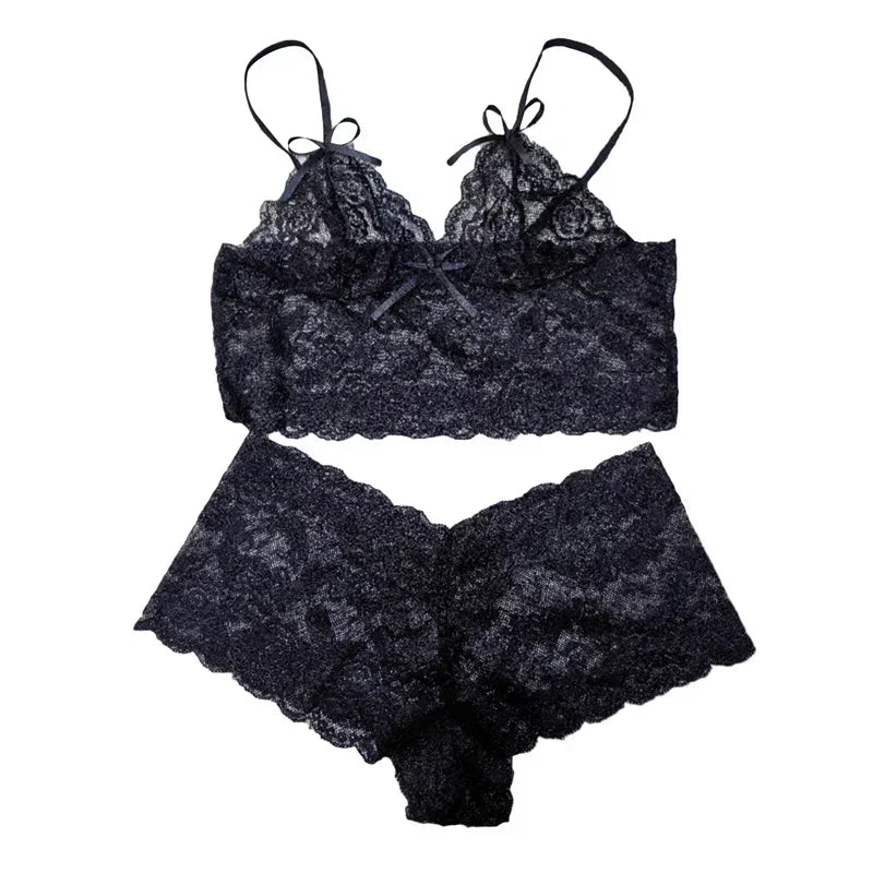 Lace Adjustable Straps Bralette Set