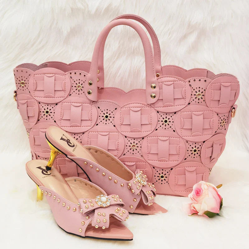 Rivet-Style Matching Shoes & Bag Set
