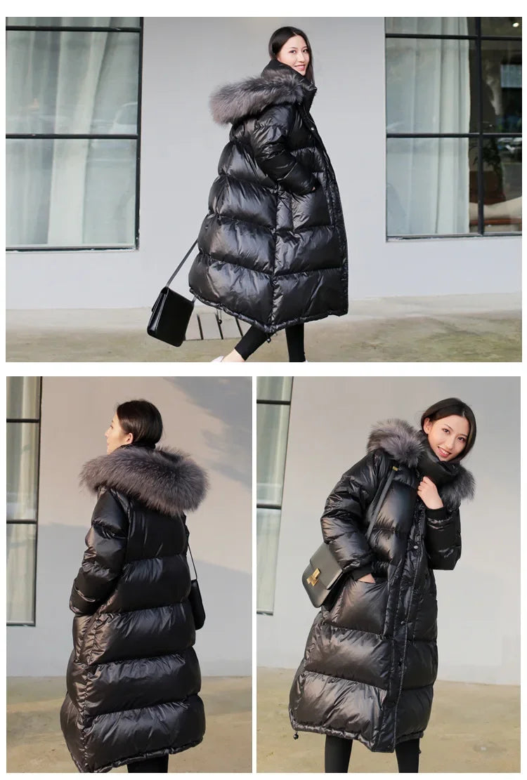 Over-Knee Thickened Loose Winter Jacket for Women