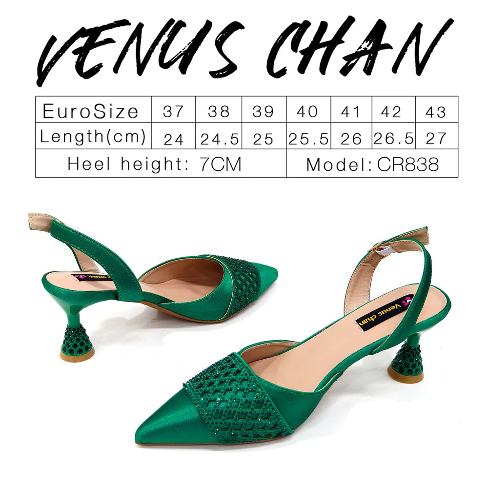 New Elegant Heels & Rhinestone Handbag Set