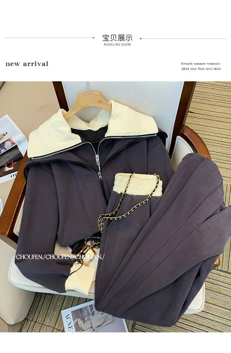 Women Y2K Suit Sweatershirt Top And Pant Two Piece Set Matching Outfit Female Winter Korean Casual Free Shipping Clothing 2023